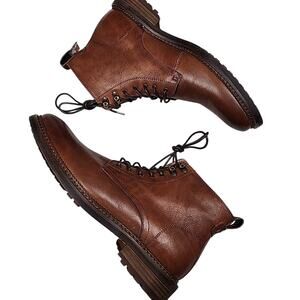 Steve Madden Mens Noby Brown Combat & Lace-Up Leather Boots Size 11